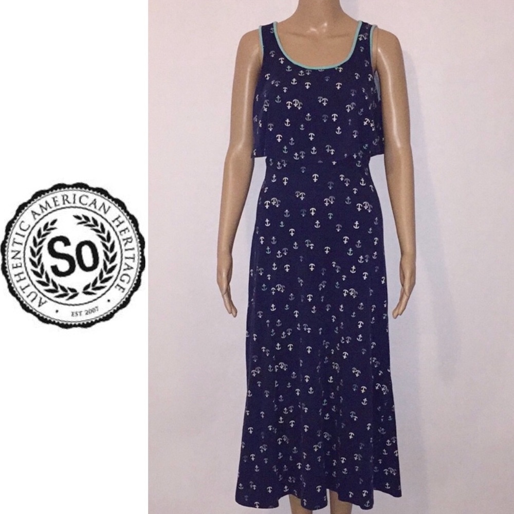 Anchor Print Slit Back Dress